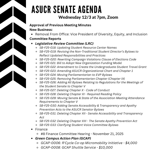 Senate Agenda FW10